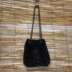 Black Sequin Chain-Handle Women’s Bag